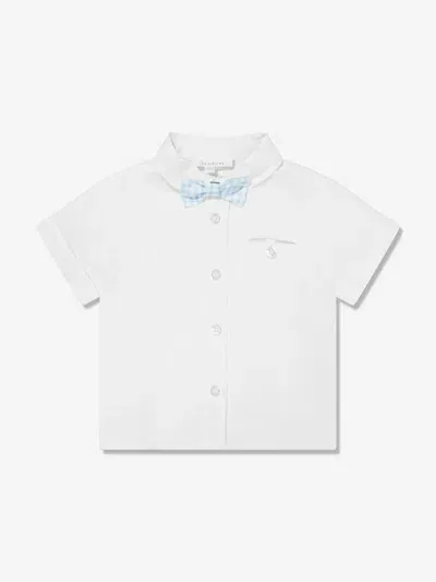 Patachou Babies' Check-bow Short-sleeve Shirt In Blue