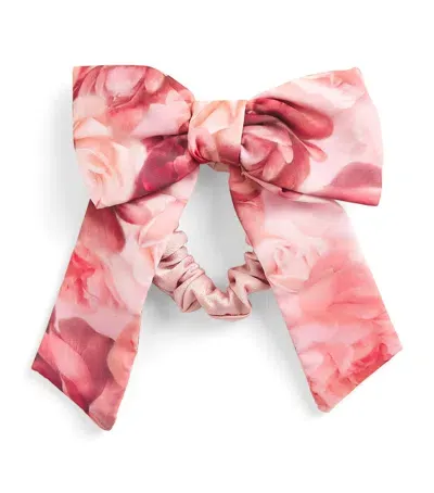 Patachou Kids' Floral Print Bow Scrunchie In Pink