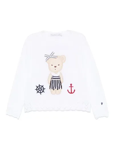 Patachou Kids' Teddy Bear-intarsia Sweater In White