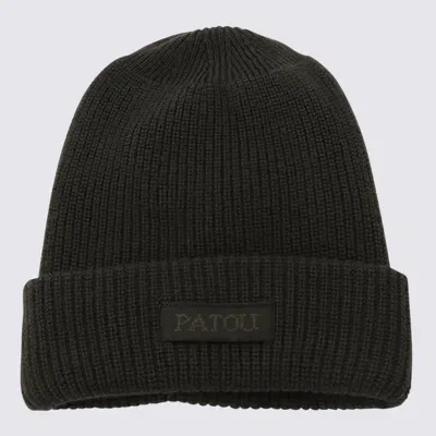 Patou Dark Green Wool Hat In Brown