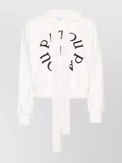 Patou Logo Cropped Cotton Jersey Hoodie In White