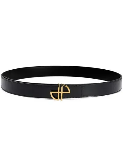 Patou Jp-buckle Leather Belt In Black