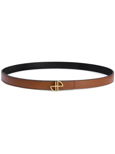 Patou Jp Thin Leather Belt In Brown