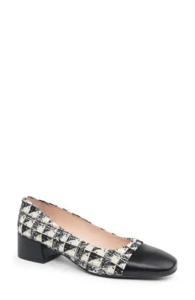 Patricia Green Preston Tweed Cap Toe Pump In Black/cream Tweed