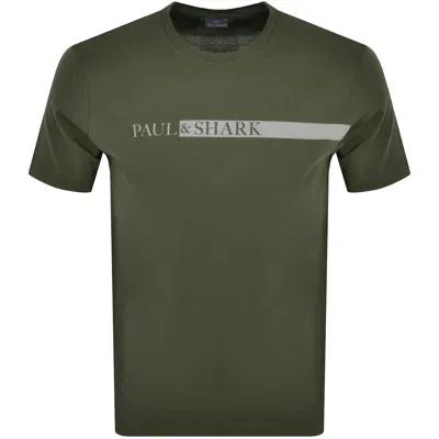 Paul &amp; Shark Paul And Shark Reflective Logo T Shirt Green