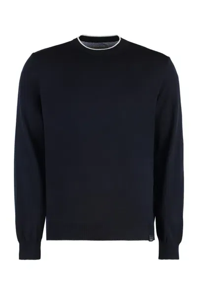 Paul&amp;shark Virgin Wool Crew-neck Sweater In Blu