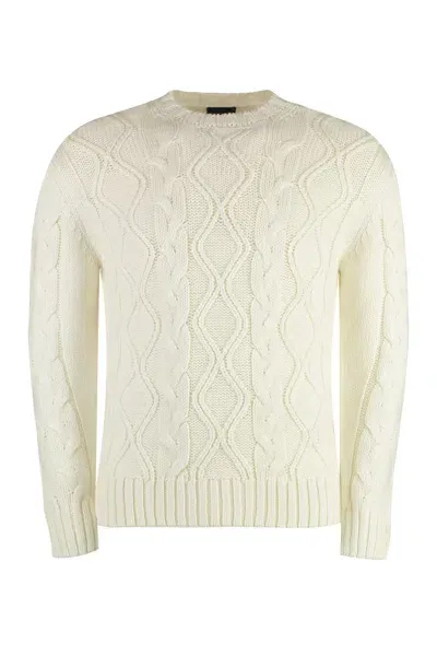 Paul&amp;shark Virgin Wool Crew-neck Sweater In Panna