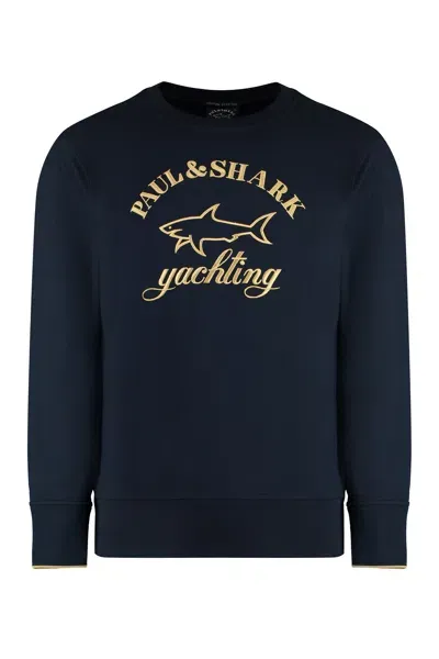 Paul & Shark Cotton Crew-neck Sweatshirt In Black