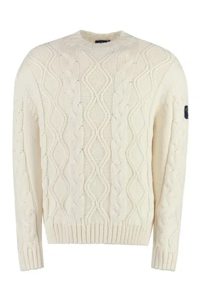 Paul & Shark Crew-neck Wool Sweater In Panna