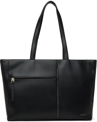 Paul Smith Black Signature Stripe Trim Tote In 79