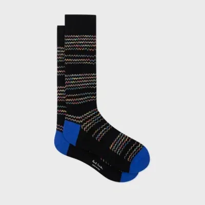 Paul Smith Black Wave Stripe Socks In Blue