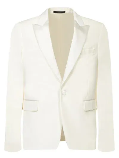 Paul Smith Satin-trimmed Cotton-velvet Tuxedo Jacket In White