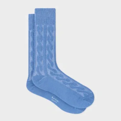 Paul Smith Blue Cotton-blend Cable Socks