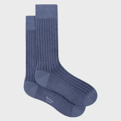 Paul Smith Blue Ribbed Cotton-blend Socks