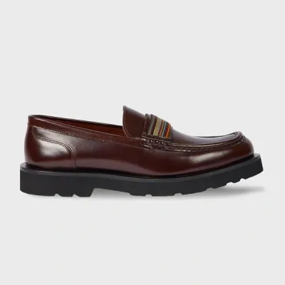 Paul Smith Bordeaux Leather 'bancroft' Loafers Red