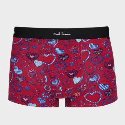 Paul Smith Burgundy 'doodle Heart' Boxer Briefs Red