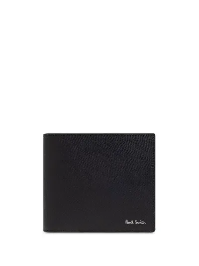 Paul Smith Calf Leather Wallet With Print In Black