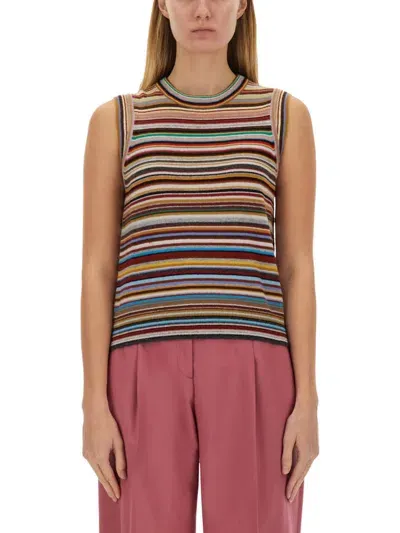 Paul Smith Cashmere Vest In Multi Coloured