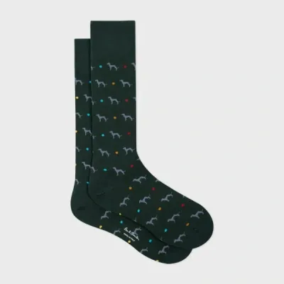 Paul Smith Dark Green Cotton-blend 'whippet' Socks In Blue