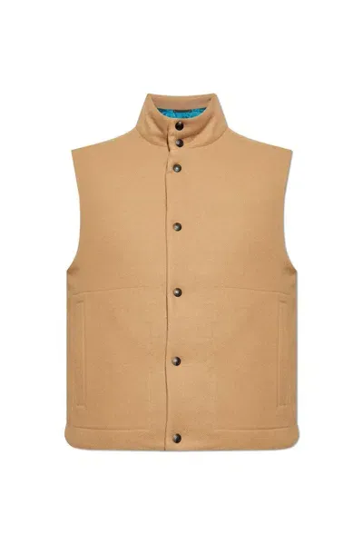 Paul Smith Down Vest With Stand Up Collar In Beige