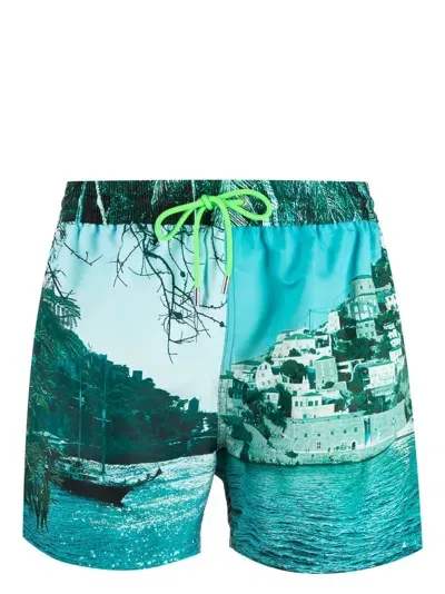 Paul Smith Graphic-print Swim Shorts In Blue