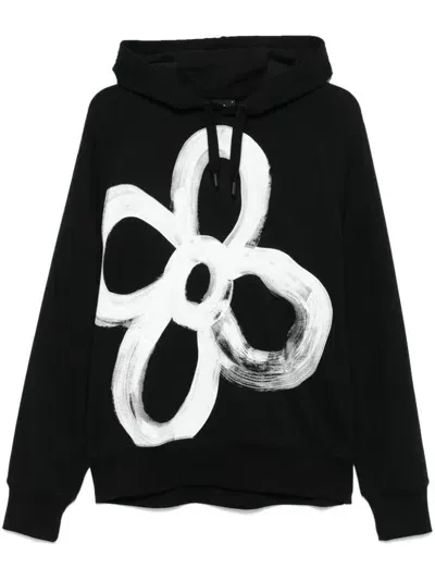 Paul Smith Happy Flower Cotton Hoodie In Black