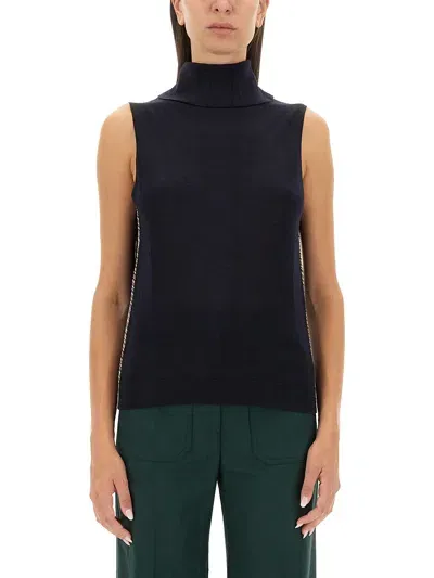 Paul Smith High Neck Top In Blue