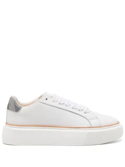 Paul Smith Guppu Leather Flatform Sneakers In White