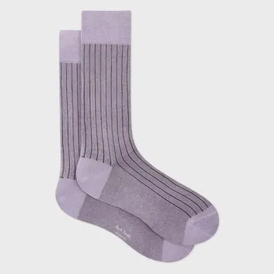 Paul Smith Light Purple Ribbed Cotton-blend Socks In Pink