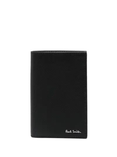 Paul Smith Logo Leather Credit Card In Black