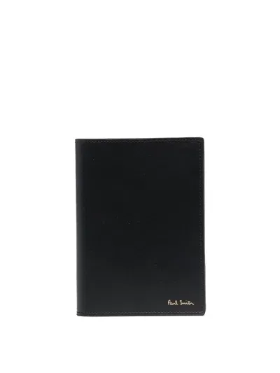 Paul Smith Logo Leather Credit Card Case In Negro