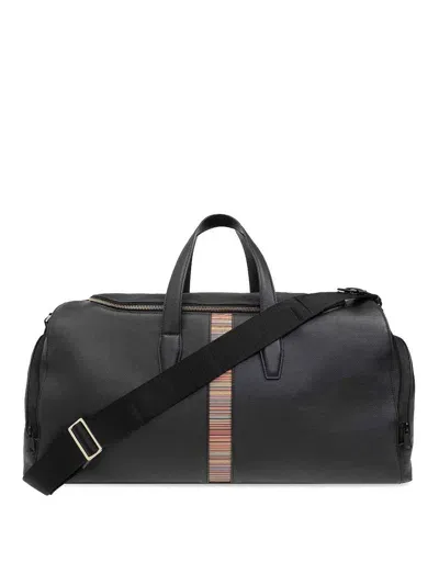 Paul Smith Stripe-detailing Leather Holdall In Negro