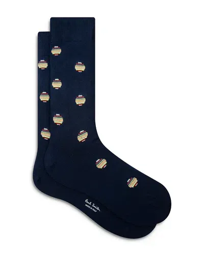 Paul Smith Navy 'signature Stripe Polka Dot' Socks Blue In 47 Navy