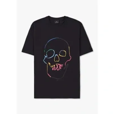 Paul Smith Mens Linear Skull Print T-shirt In Black In Black Fabric