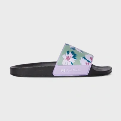 Paul Smith Mens Shoe Nyro Black Floral Print In Lilac