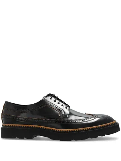 Paul Smith Perforated Leather Lace-up Shoes In Black