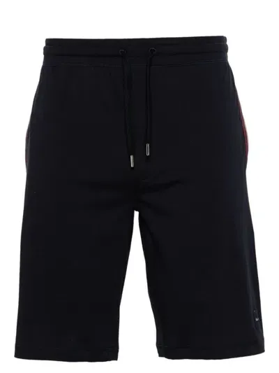 Paul Smith Navy Blue Logo Sweat Shorts In 79 Black