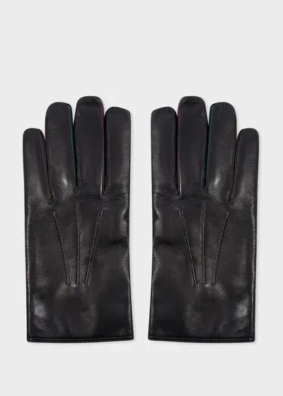 Paul Smith Navy Leather 'concertina' Gloves Blue