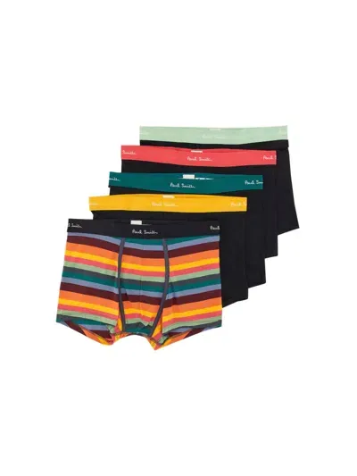 Paul Smith Five-pack Black Stripe Boxer Briefs In Multicolor