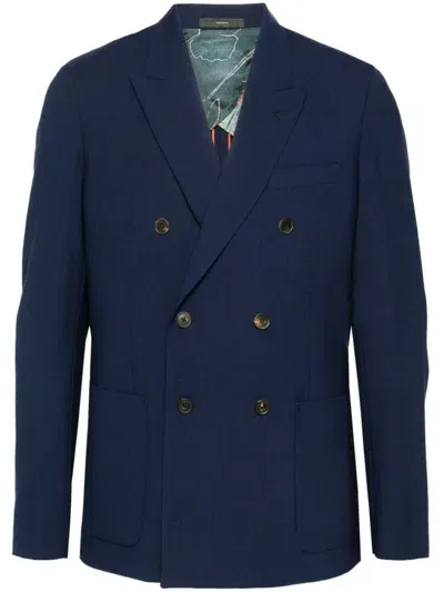 Paul Smith Peak-lapels Double-breasted Blazer In Blue