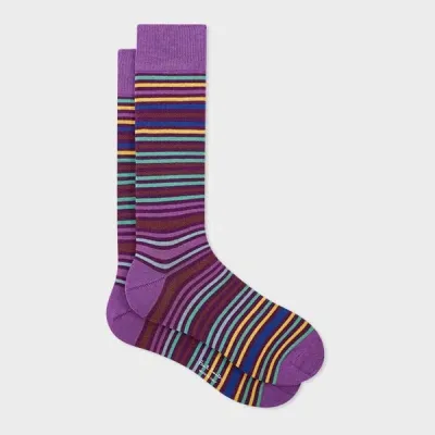 Paul Smith Striped Mid-calf Socks In Purple