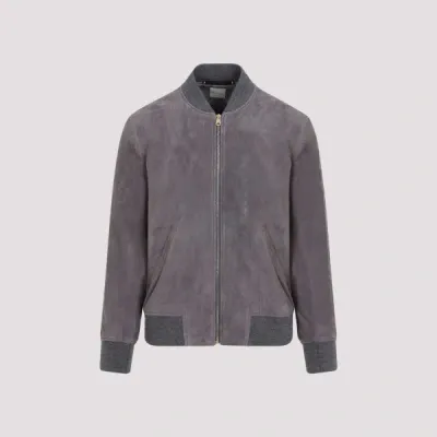 Paul Smith Regular Fit Suede Bomber Jacket M In Grey