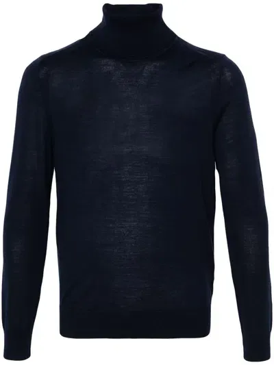 Paul Smith Roll-neck Merino Jumper In Very Dark Navy