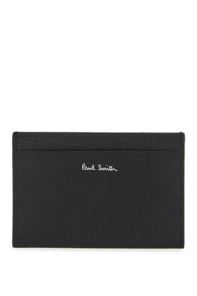 Paul Smith Saffiano Leather Card Holder With In Black