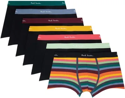 Paul Smith Seven-pack Black & Multicolour Boxers In 79 Blacks