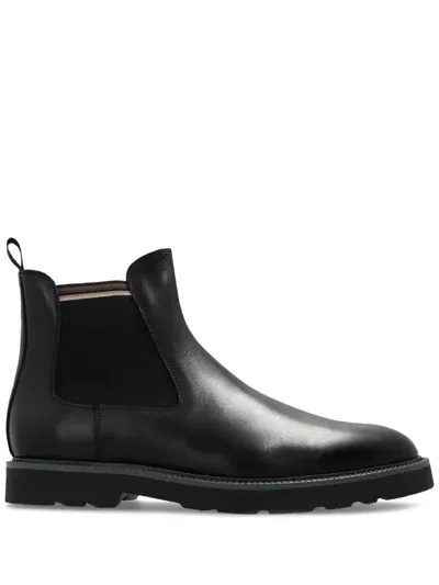 Paul Smith Side-panel Leather Ankle Boots In Black