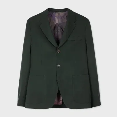 Paul Smith Slim-fit Forest Green Wool Gabardine Three-button Blazer