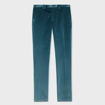 Paul Smith Slim-fit Teal Velvet Trousers Blue