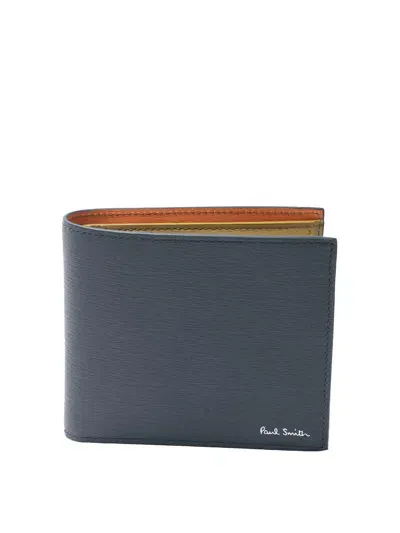 Paul Smith Straw-grain Wallet W/ Coin Holder In Brown