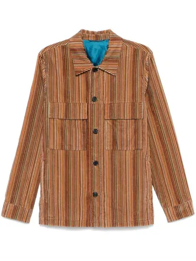 Paul Smith Striped Shirt Jacket In Multicolour